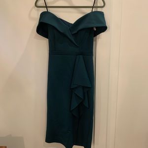 Stunning emerald green off-the-shoulder formal dress by Xcape